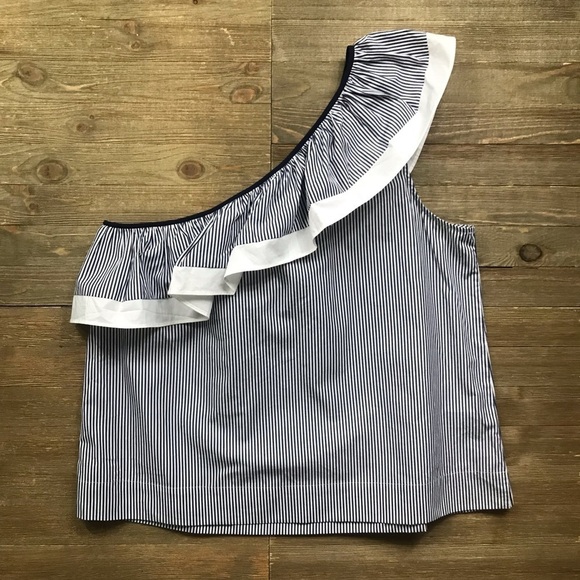 NWT J.Crew Striped One Shoulder Top - Picture 5 of 8
